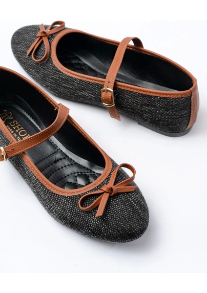 6321 Siyah Keten Günlük Baret Tokalı Bayan Babet indirimleri