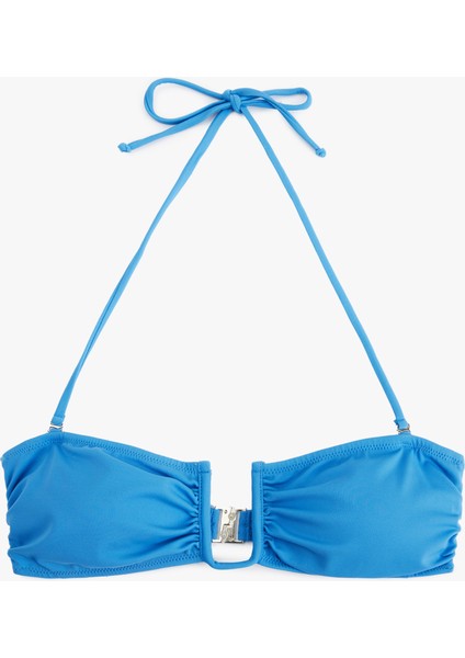 Metal Aksesuarlı Çıkarılabilir Askılı Straplez Bikini Üstü