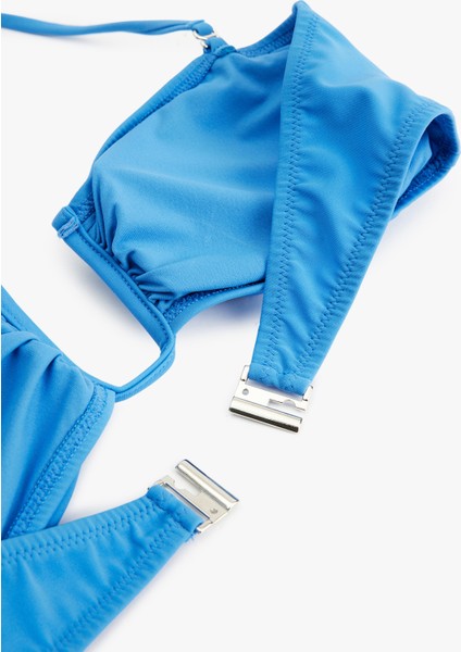 Metal Aksesuarlı Çıkarılabilir Askılı Straplez Bikini Üstü
