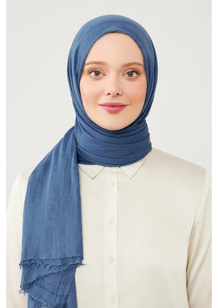 Lacivert Buruşuk Kumaş Hawai Şal