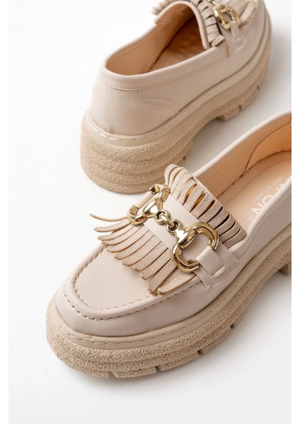 749-750 Bej Tokalı Günlük Yüksek Tabanlı Loafer Ayakkabı indirimleri