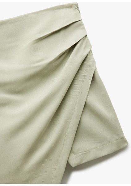 Modal Kumaş Drape Detaylı Kruvaze Mini Şort Etek indirimleri