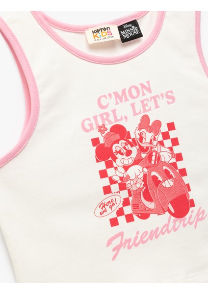 Minnie Mouse Lisanslı Baskılı Kolsuz Bisiklet Yaka Pamuklu Atlet