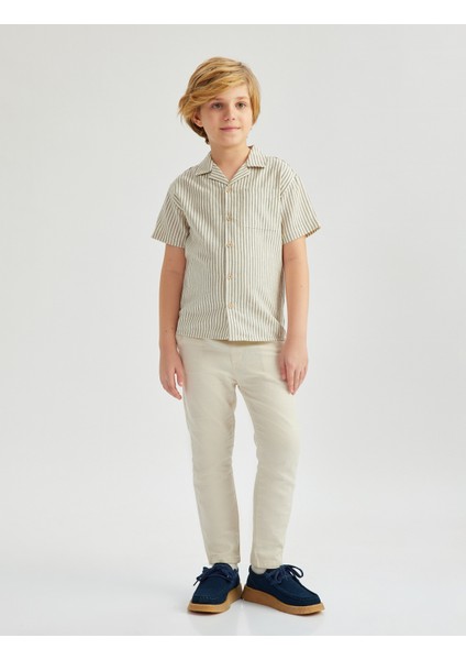 Beli Bağcıklı Keten Karışımlı Basic Pantolon fiyatları