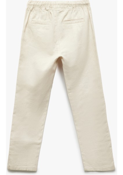 Beli Bağcıklı Keten Karışımlı Basic Pantolon fırsatları