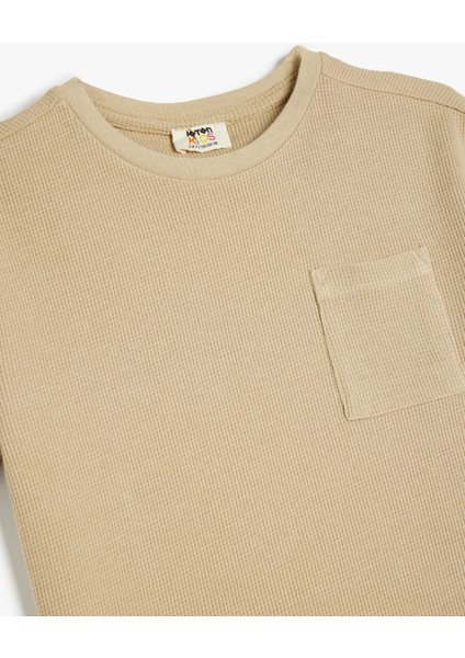 Oversize Basic Tişört Kısa Kollu Bisiklet Yaka Dokulu Cep Detaylı Pamuklu modelleri