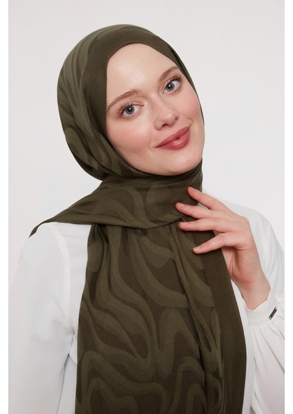 Yosun Yeşili Soyut Desen Grazia şal modelleri