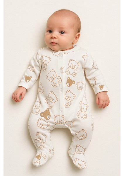 2'li Bebek Tulum Zıbın Takımı | Pamuklu Uzun Kollu Ayaklı Tulum | Unisex Yenidoğan Set
