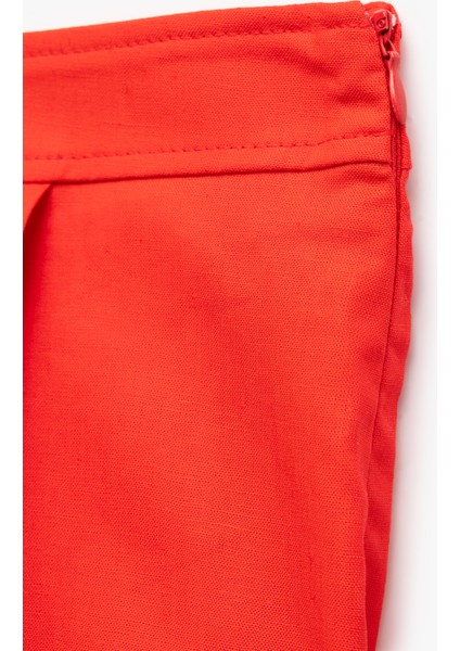 Regular Fit Kruvaze Mini Keten Şort Etek