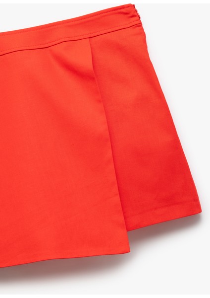 Regular Fit Kruvaze Mini Keten Şort Etek