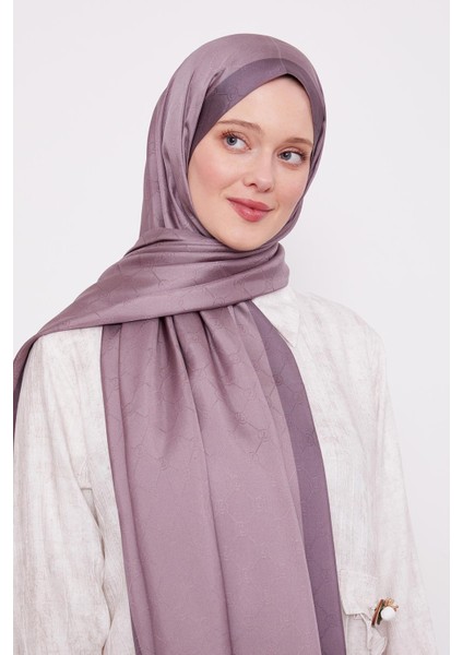 Gül Kurusu Petek Desen Monogram Ipek Şal