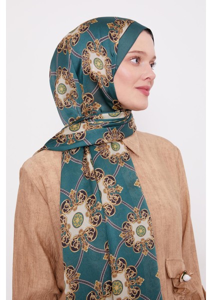 Zümrüt Barok Desen Hint Ipeği Şal
