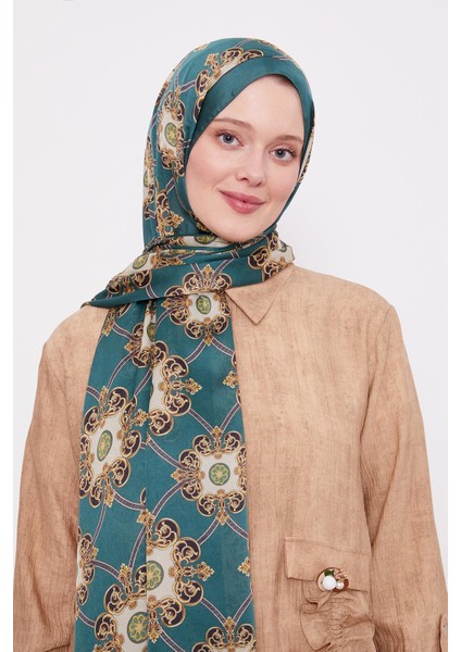 Zümrüt Barok Desen Hint Ipeği Şal modelleri