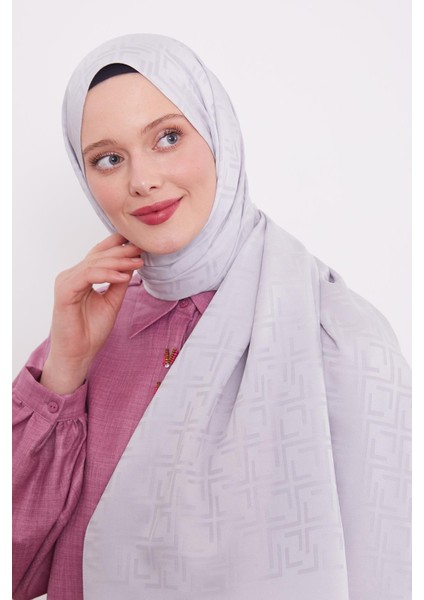 Gümüş Kare Desen Blue Jakar Şal modelleri