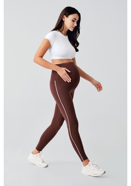 Biyeli Yüksek Bel Esnek Toparlayıcı Hamile Tayt