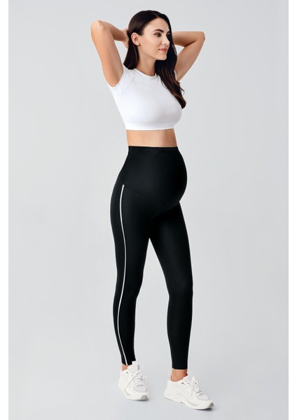 Biyeli Yüksek Bel Esnek Toparlayıcı Hamile Tayt