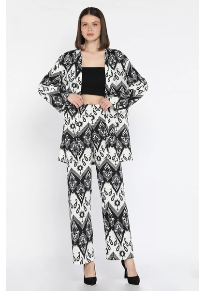 Kadın Desenli Kimono Pantolon Ikili Takım P-00016180