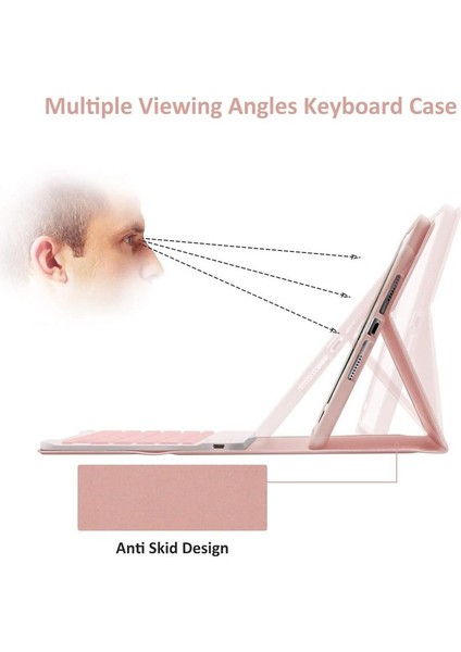 Apple iPad 10. Nesil 10.9 2022 Uyumlu Bluetooth Klavyeli Tablet Kılıfı Stand Kalem Bölmeli