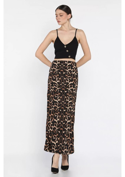 Kadın Leopar Desenli Bel Lastikli Bürümcük Etek P-00016181 fiyatları