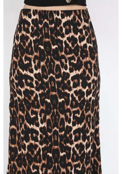Kadın Leopar Desenli Bel Lastikli Bürümcük Etek P-00016181 fırsatları