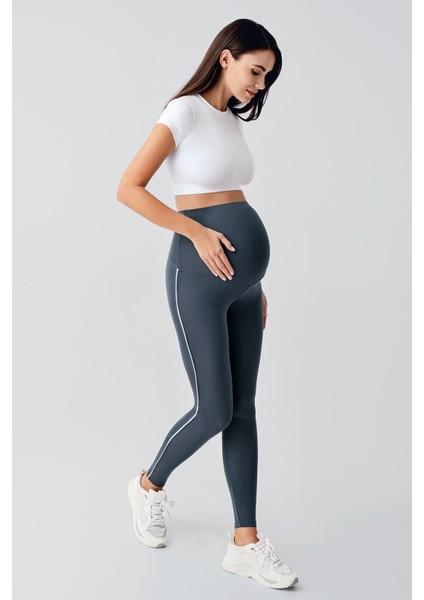 Biyeli Yüksek Bel Esnek Toparlayıcı Hamile Tayt