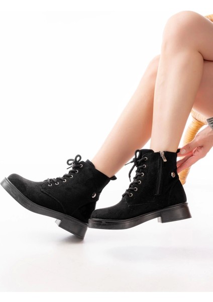 02-2003 Siyah Süet Bağcıklı Fermuarlı Günlük Kadın Bot fiyatları