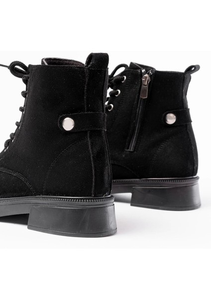 02-2003 Siyah Süet Bağcıklı Fermuarlı Günlük Kadın Bot fırsatları