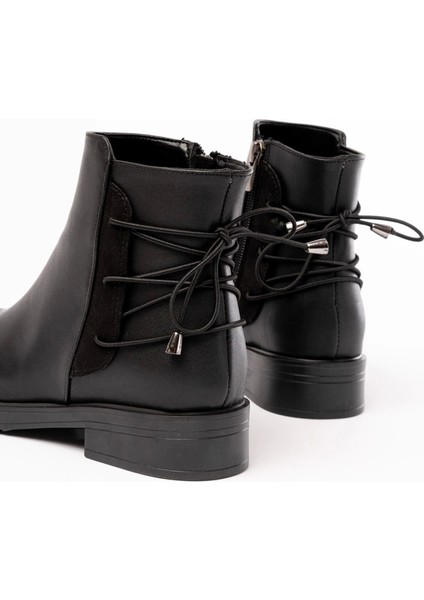 165-209 Siyah Arka Bağcık Aksesuarlı Fermuarlı Günlük Kadın Bot fırsatları