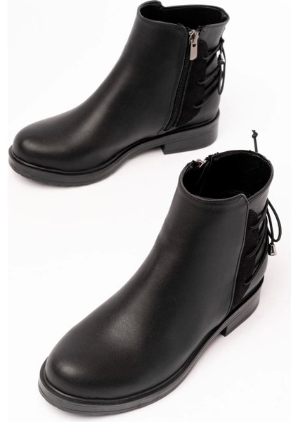 165-209 Siyah Arka Bağcık Aksesuarlı Fermuarlı Günlük Kadın Bot indirimleri