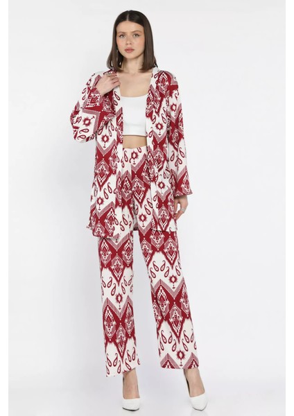 Kadın Desenli Kimono Pantolon Ikili Takım P-00016180