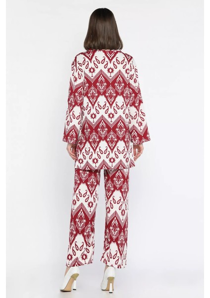 Kadın Desenli Kimono Pantolon Ikili Takım P-00016180 modelleri