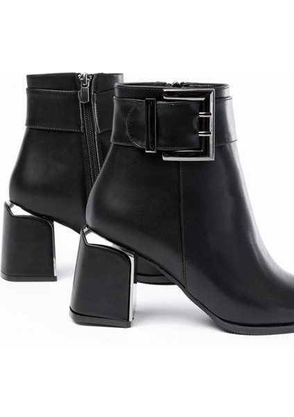 DNZ-400 Siyah Toka Aksesuarlı Topuklu Fermuarlı Günlük Kadın Bot fırsatları