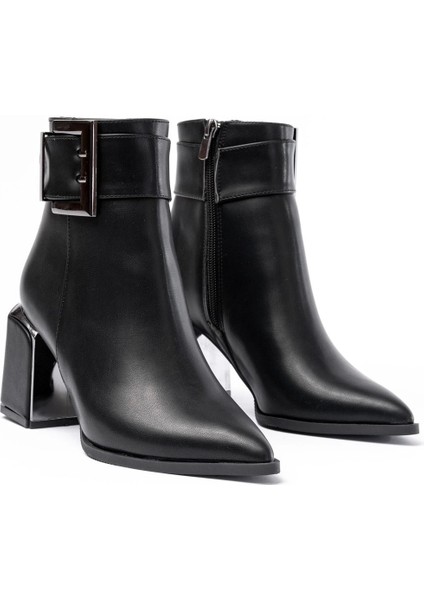 DNZ-400 Siyah Toka Aksesuarlı Topuklu Fermuarlı Günlük Kadın Bot indirimleri