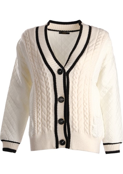 Vedi Oversize V Yaka Kabartmalı Kadın Hırka - Günlük & Şık fiyatları