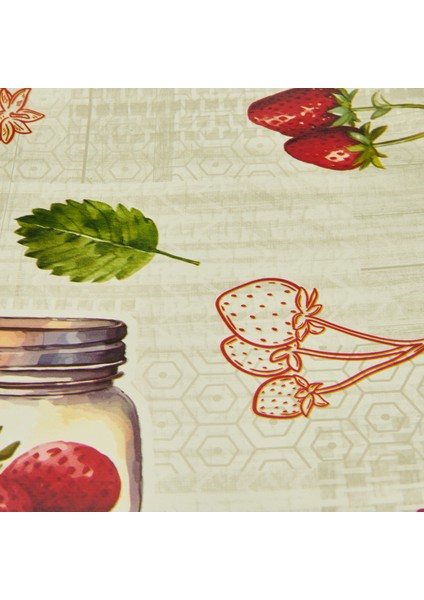 Soft Çilek Pvc Masa Örtüsü - Bej - 140X200 cm