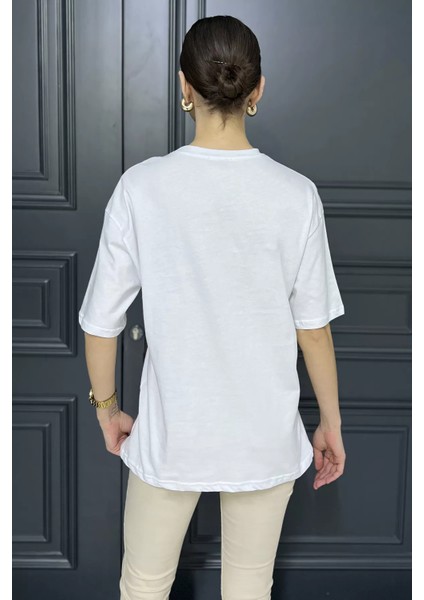 Kadın Bisiklet Yaka Ön Baskılı Tişört P-00016162 modelleri