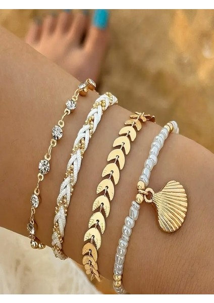 4 Parçalı Moda Plaj Tatili Puka Kabuk Bilezikler