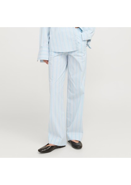 Kadin Çizgili Poplin Pantolon - Ava modelleri
