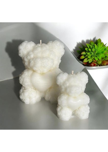 Ikili Desenli Vanilya Kokulu Ayıcık Mum,beyaz modelleri