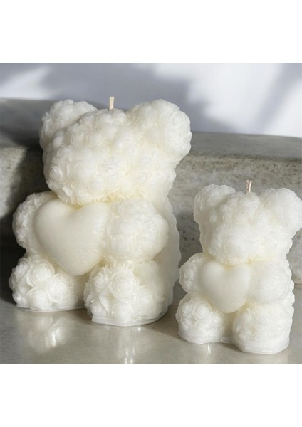 Ikili Desenli Vanilya Kokulu Ayıcık Mum,beyaz indirimleri