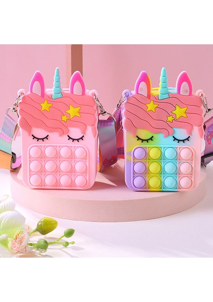 C Stili Moda Oyuncaklar Itme Kabarcık Oyuncak Gökkuşağı Unicorn Madeni Para Cüzdanı Bayan Çanta Silika Basit Dimple Omuz Çantası Kızlar Için (Yurt Dışından)