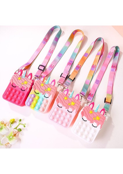 C Stili Moda Oyuncaklar Itme Kabarcık Oyuncak Gökkuşağı Unicorn Madeni Para Cüzdanı Bayan Çanta Silika Basit Dimple Omuz Çantası Kızlar Için (Yurt Dışından)