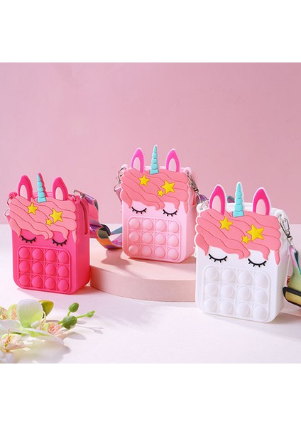 C Stili Moda Oyuncaklar Itme Kabarcık Oyuncak Gökkuşağı Unicorn Madeni Para Cüzdanı Bayan Çanta Silika Basit Dimple Omuz Çantası Kızlar Için (Yurt Dışından)