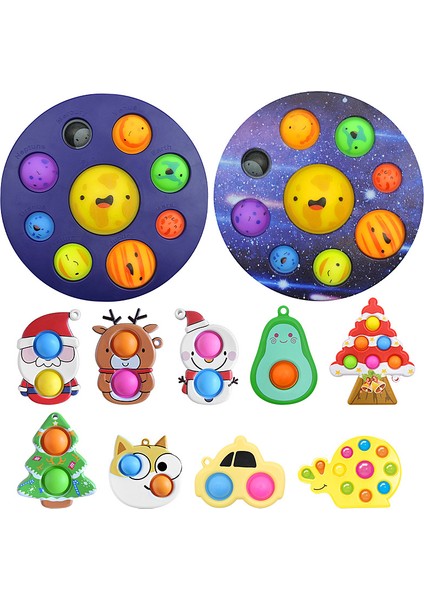 Çikolata Tarzı Sekiz Gezegen Basit Dimple Pop Fidget Duyusal Oyuncak Anahtarlık Giderici Tahtası Anksiyete Fidget Oyuncak Çocuklar Için (Yurt Dışından)