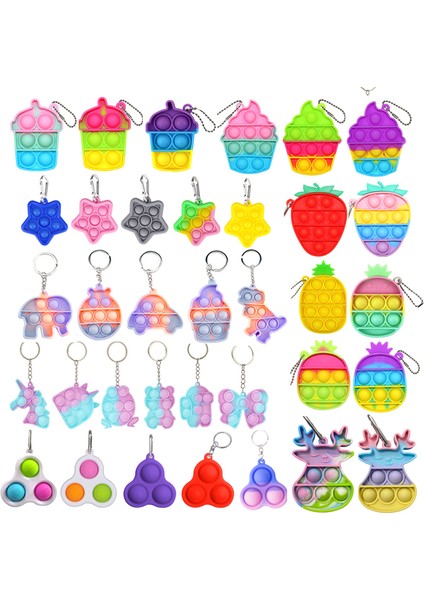 29-1pc Tarzı Mini Anahtarlık Kabarcıklı Duyusal Masaüstü Bulmaca Oyuncak Topu Sıkıştırma Oyunu Fidget Eşlik Etmek. (Yurt Dışından)