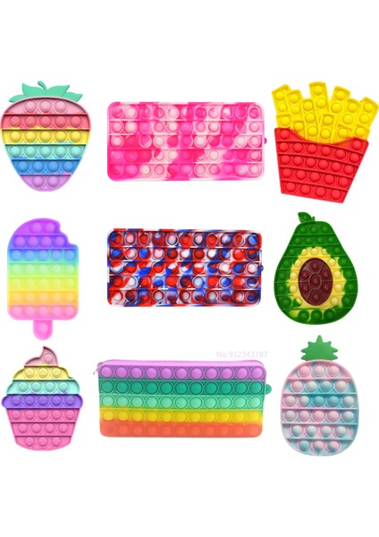 No.3 Tarzı Gökkuşağı Kalem Kutusu Popet Fidget Oyuncak Itme Pop Kabarcık Duyusal Oyuncak Çocuklar Fidget (Yurt Dışından)