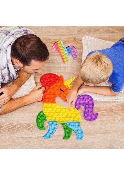 Kare Tarzı Yakınma Oyuncakları Paketi Unicorn Noel Baba - Itme Kabarcık Oyuncak Çocuklar Için Etkileşimli Oyun Oyuncak Büyük Boy 40CM 30CM (Yurt Dışından)