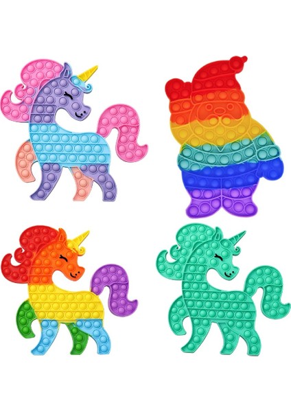 Kare Tarzı Yakınma Oyuncakları Paketi Unicorn Noel Baba - Itme Kabarcık Oyuncak Çocuklar Için Etkileşimli Oyun Oyuncak Büyük Boy 40CM 30CM (Yurt Dışından)