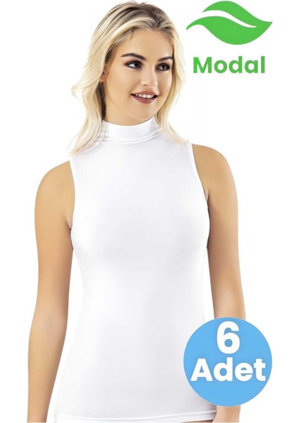 Kadın 6'lı Sıfır Kol Balıkçı Yaka Modal Atlet