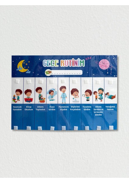 Okul Öncesi Sabah&gece Rutin Panosu Cırt Cırtlı (Erkek Görsel)